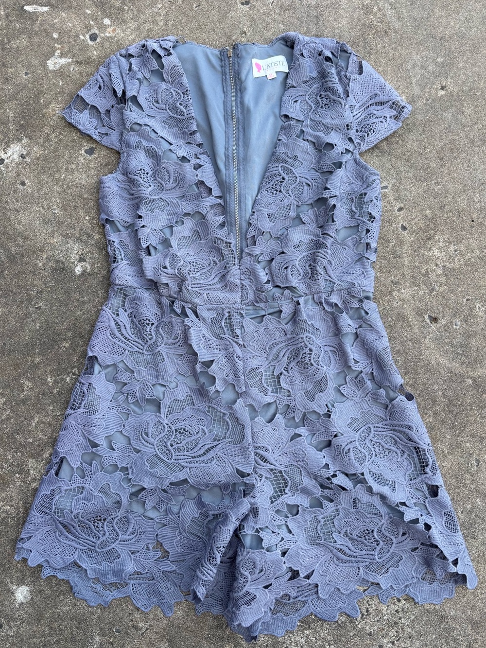 L'ATISTE Lace Mini Romper in Grey